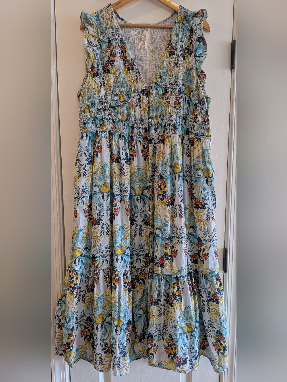 Anthropologie Peregrine Midi‎ Dress Floral Tiered Bohemian Cottagecore Size 2X - Picture 3 of 15